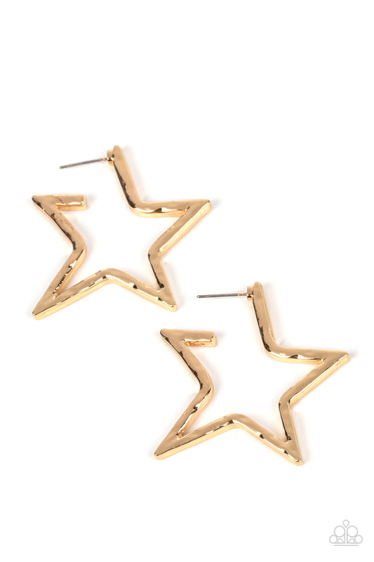 All-Star Attitude - Gold Earrings - Paparazzi Accessories