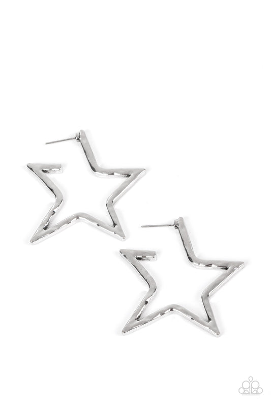 All-Star Attitude - Silver Earrings - Paparazzi Accessories