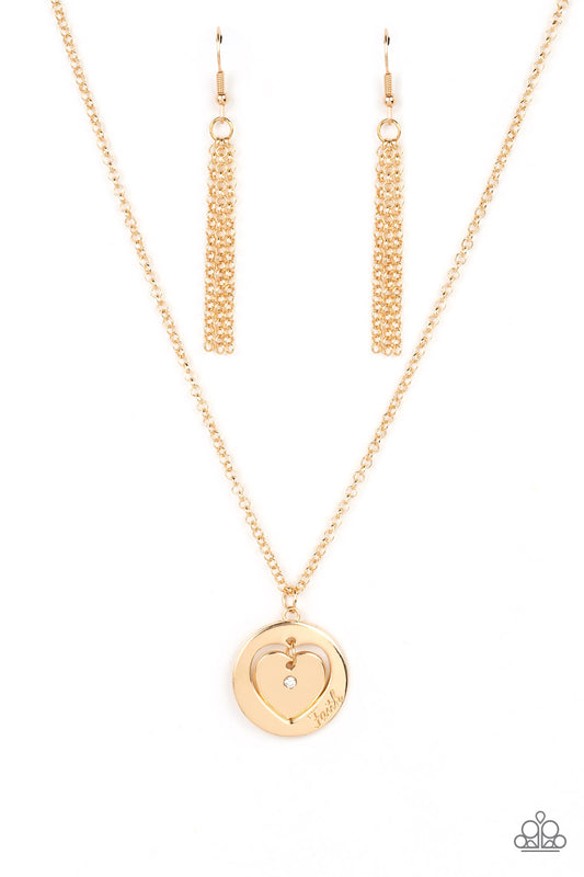 Heart Full of Faith - Gold Necklace - Paparazzi Accessories