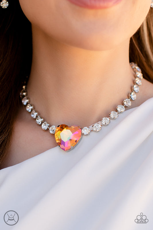 Heart in My Throat - Orange Necklace - Paparazzi Accessories