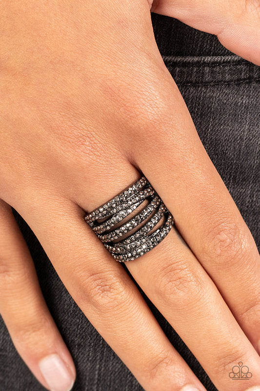 Knock-Out Opulence - Black Ring - Paparazzi Accessories