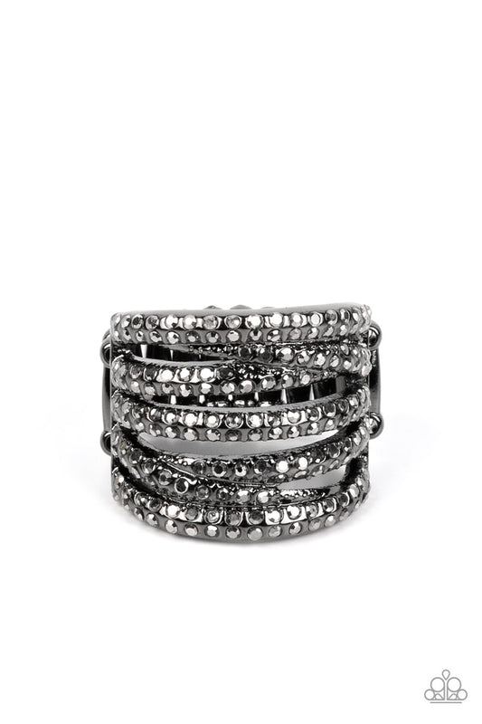 Knock-Out Opulence - Black Ring - Paparazzi Accessories