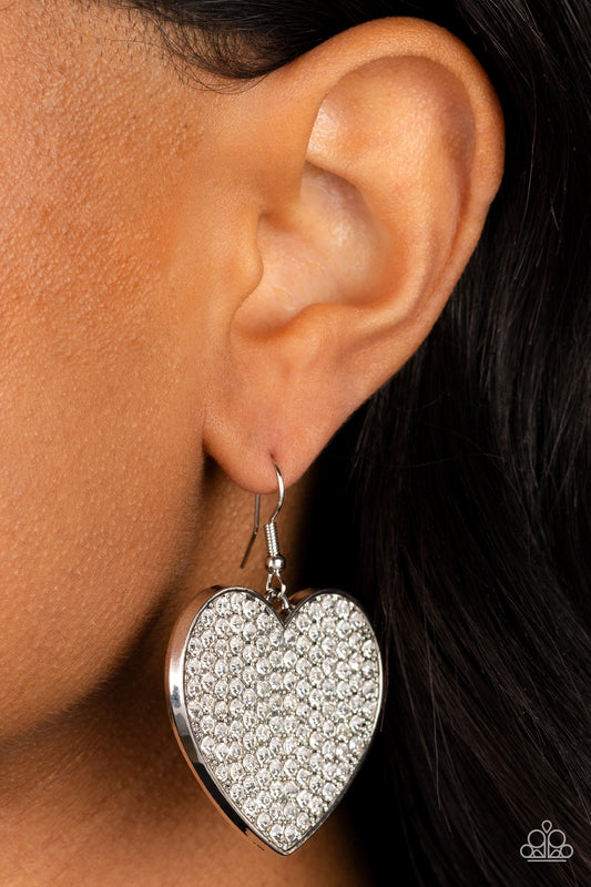 Romantic Reign - White Earrings - Paparazzi Accessories