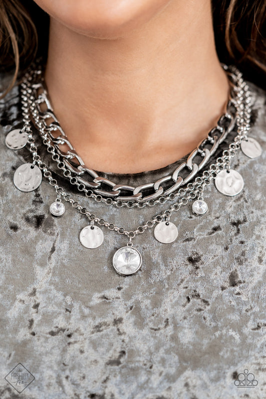 Industrial Noise - White Necklace - Paparazzi Accessories