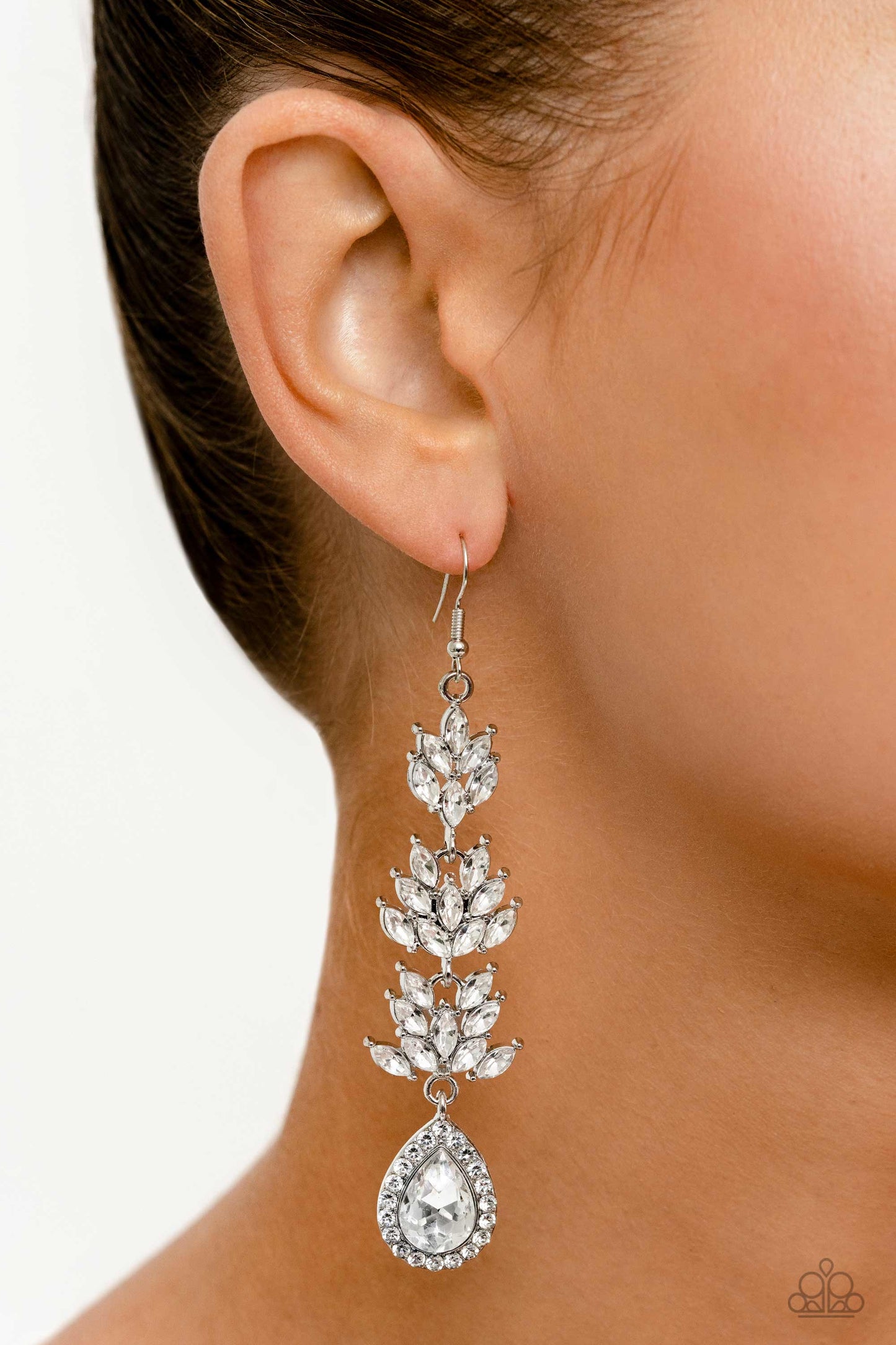 Water Lily Whimsy - White Earrings - Paparazzi Accessories