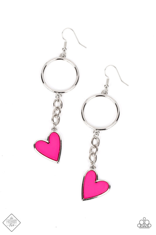 Don’t Miss a HEARTBEAT - Pink Earrings - Paparazzi Accessories