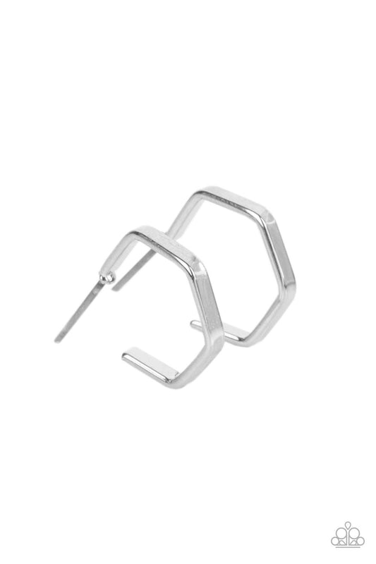 Haute Hexagons - Silver Earrings - Paparazzi Accessories