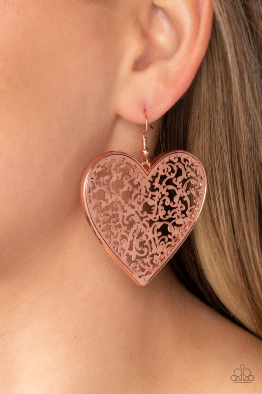 Fairest in the Land - Copper Earrings - Paparazzi Accessories