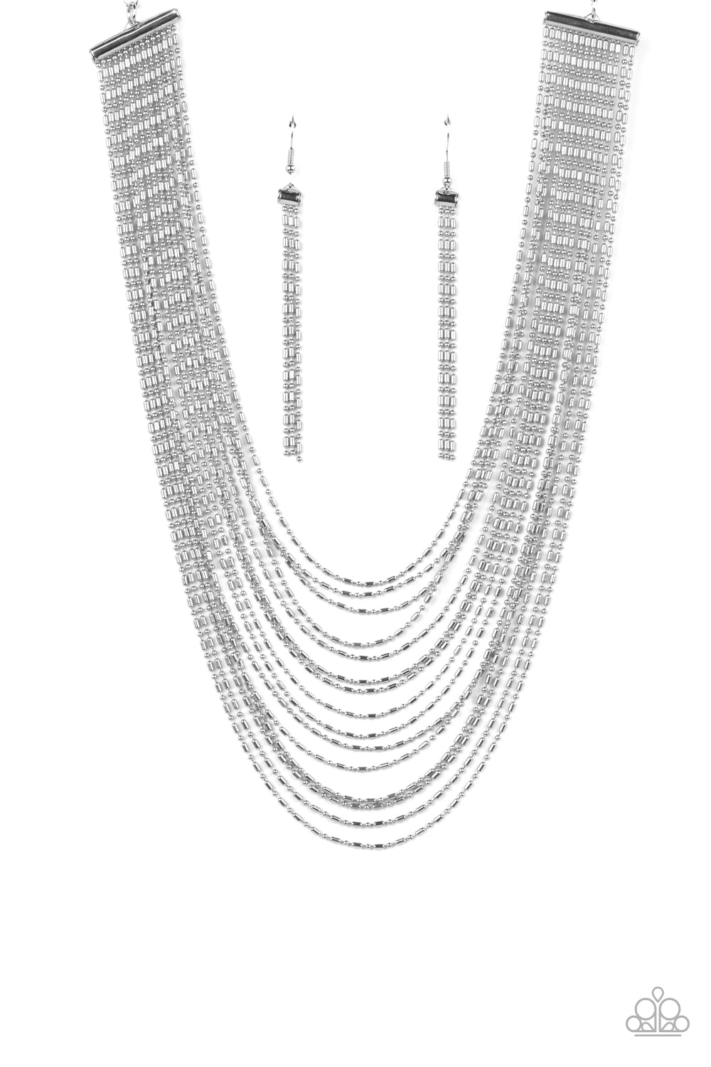 Cascading Chains - Silver Necklace - Paparazzi Accessories