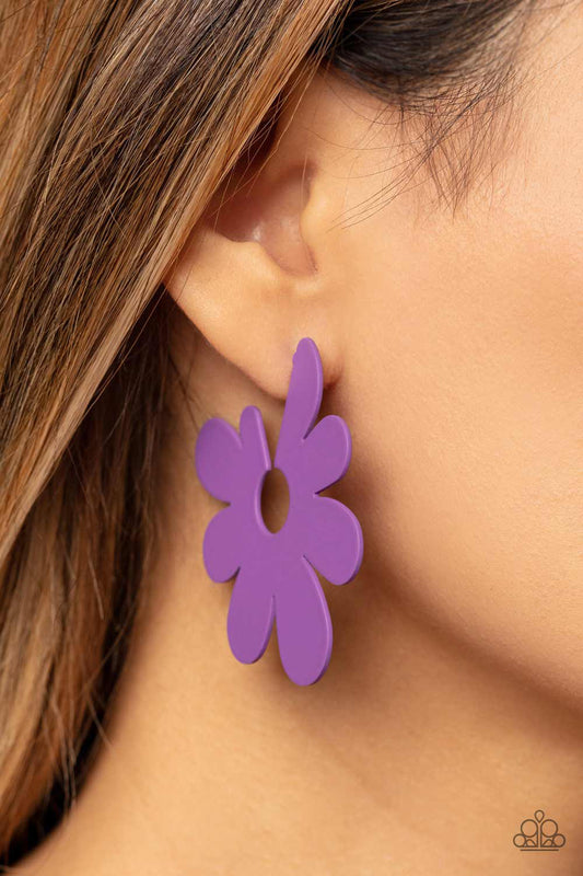 Flower Power Fantasy - Purple Earrings - Paparazzi Accessories