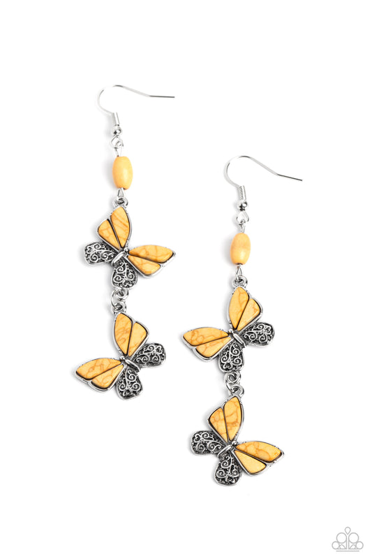 Spirited Soar - Yellow Earrings - Paparazzi Accessories