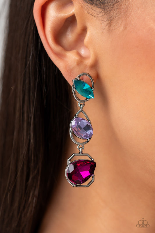 Dimensional Dance - Multi Earrings - Paparazzi Accessories
