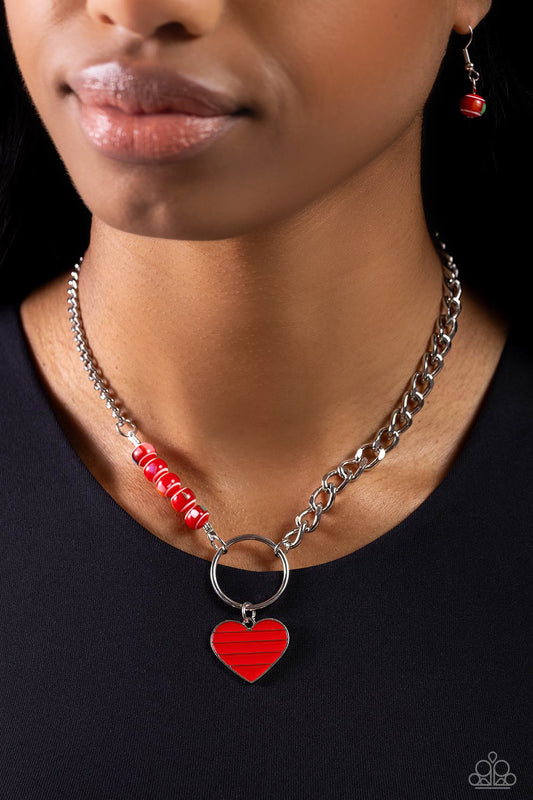 Mismatched Mayhem - Red Necklace - Paparazzi Accessories