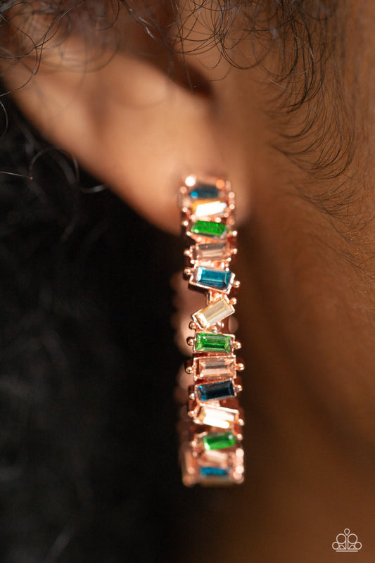 Effortless Emeralds - Copper Earrings - Paparazzi Accessories